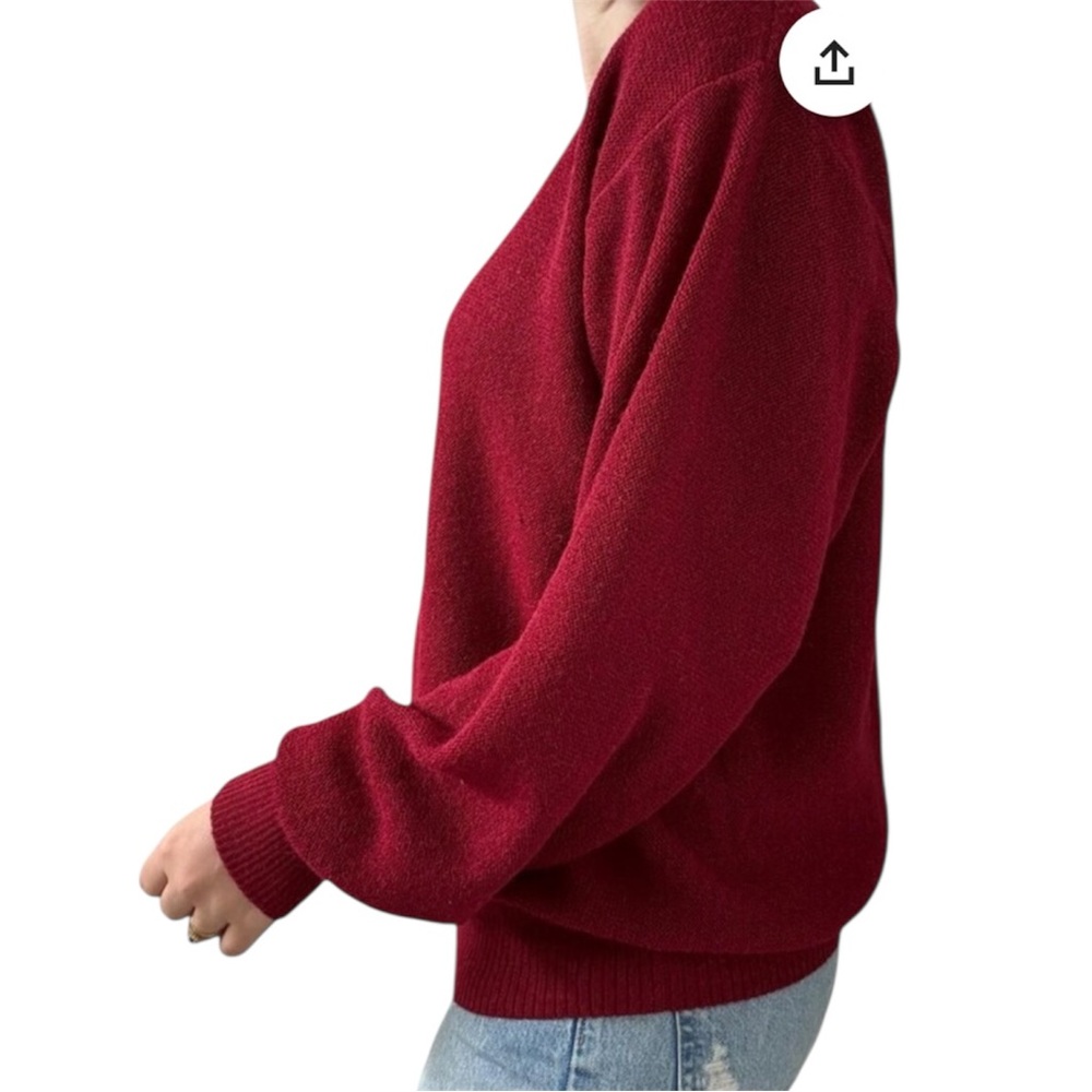 Peruvian Connection‎ Alpaca Red V Neck Pullover Sweater Size L Oversized - Picture 2 of 9
